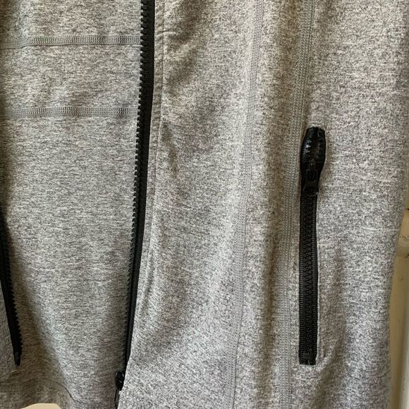 Grey and Black Athletic Thin Zip Up Jacket with Thumb holes - Picture 3 of 5